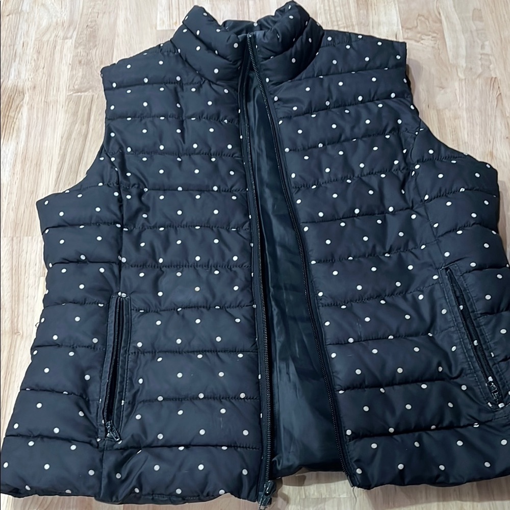 Polka Dot Black Puffer Vest
